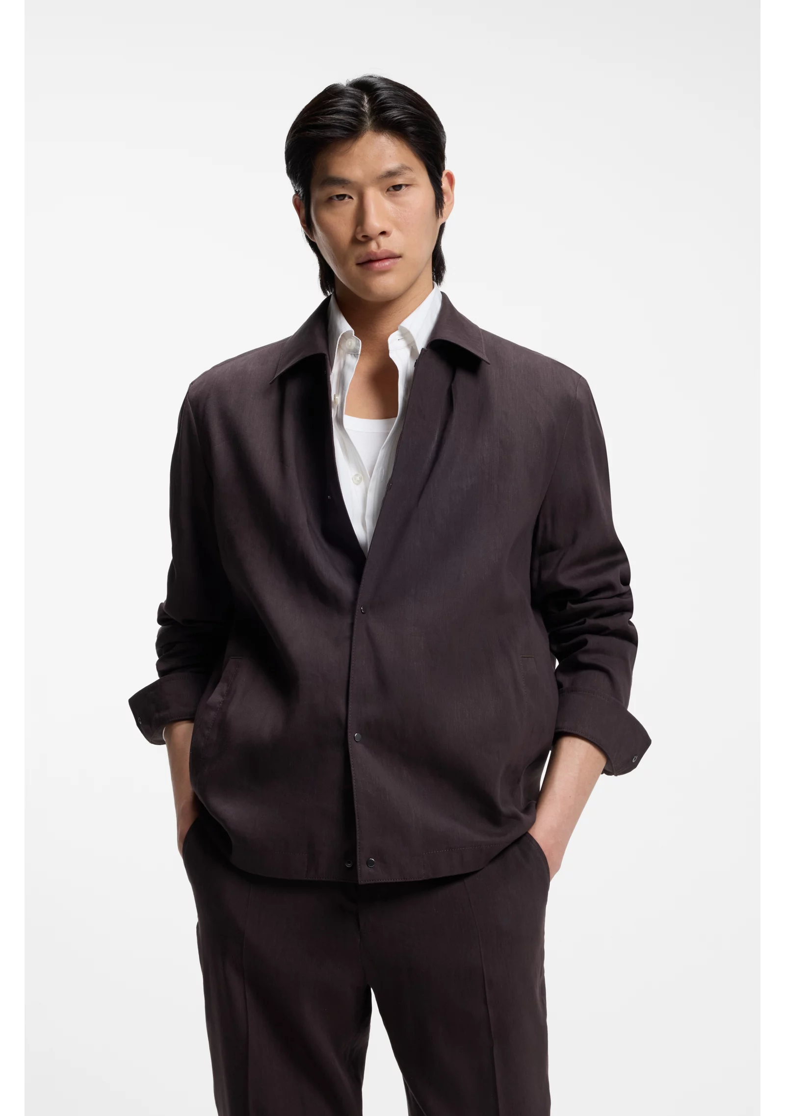 hbeu50561971_207_350 Relaxed-fit overshirt in washable Tech Linen - Image 1