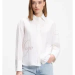 Oversized-fit blouse with burnout logo print