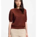 Cotton sweater with micro-lace structure