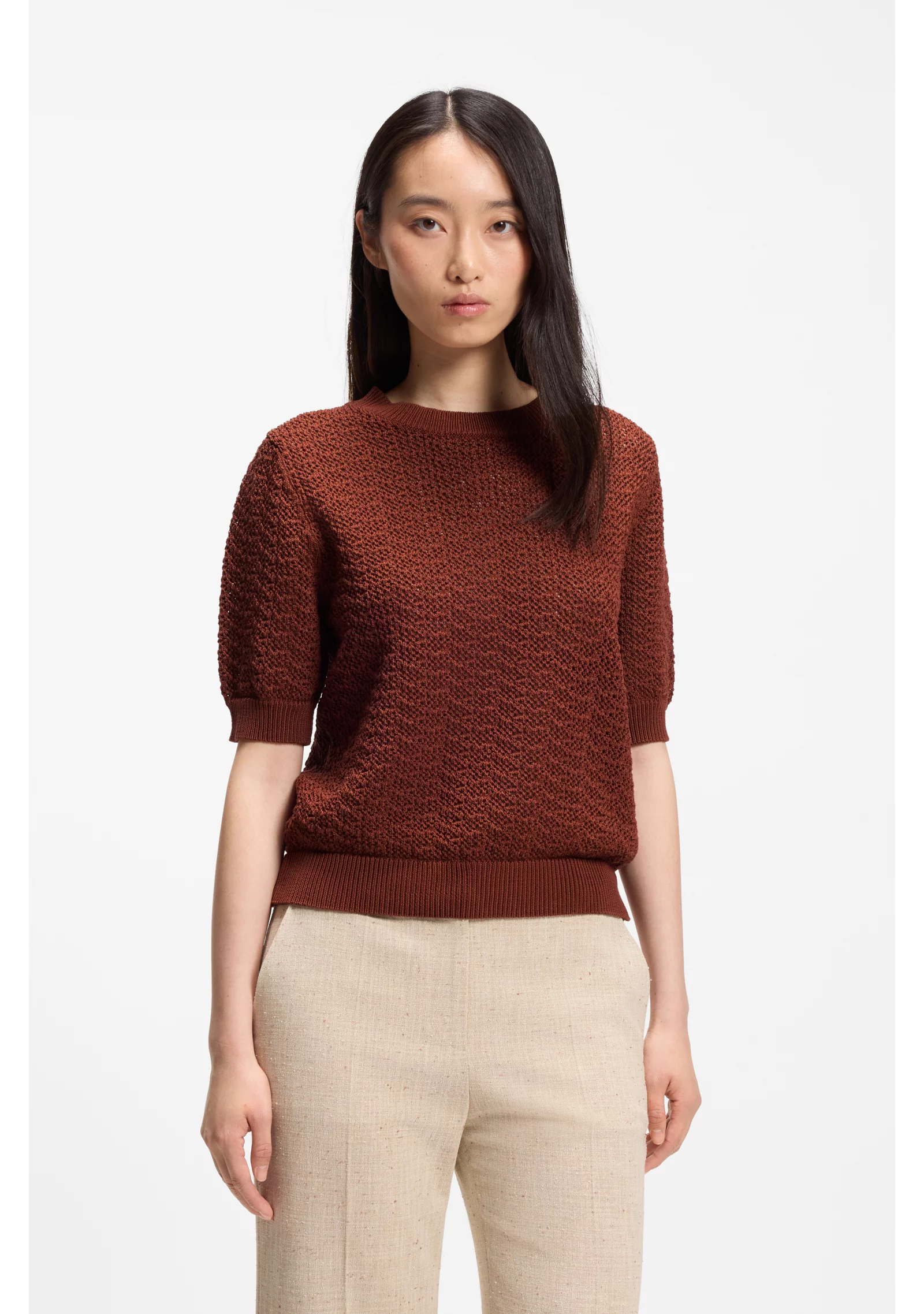 hbeu50562650_228_350 Cotton sweater with micro-lace structure - Image 1