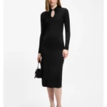 Slim-fit midi dress with keyhole polo collar