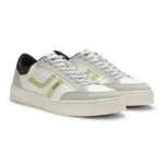 Faux-leather trainers with colour-blocking