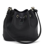 Faux-leather bucket bag with two straps