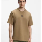 Structured cotton-blend polo shirt with Johnny collar