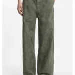 Baggy-fit trousers in snake-print cotton canvas