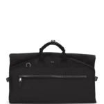 Garment bag with leather trims
