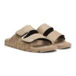 Faux-suede slides with logo detailing