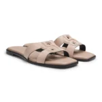 Suede slides with stitched Double B monogram