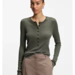Merino-wool sweater with Henley neckline