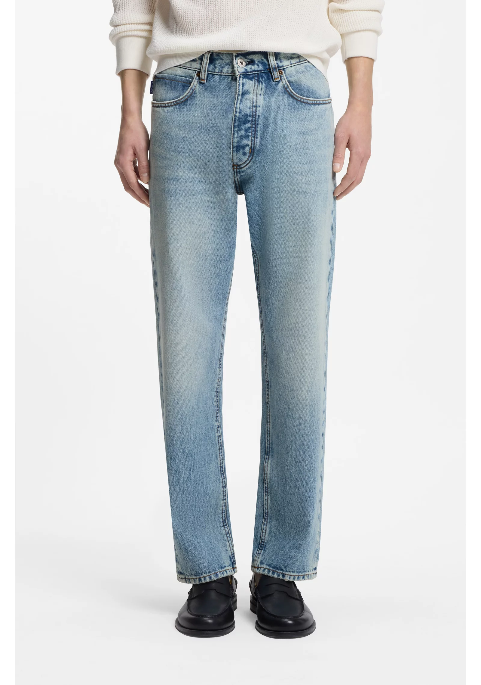 hbeu50563455_426_350 Regular-fit jeans in bright-blue broken-twill fabric - Image 1