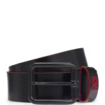 HUGO x RB Italian-leather belt with bull motif
