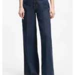 Wide-leg jeans in blue denim with front pleats
