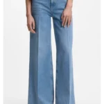 Wide-leg-fit jeans in light-blue denim