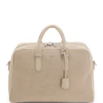 Perforated-suede holdall with metallic logo lettering