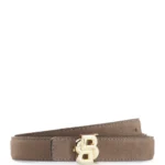 Reversible Italian-leather belt with light gold hardware