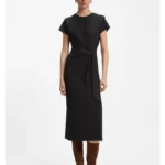 Midi jersey dress with knot detail