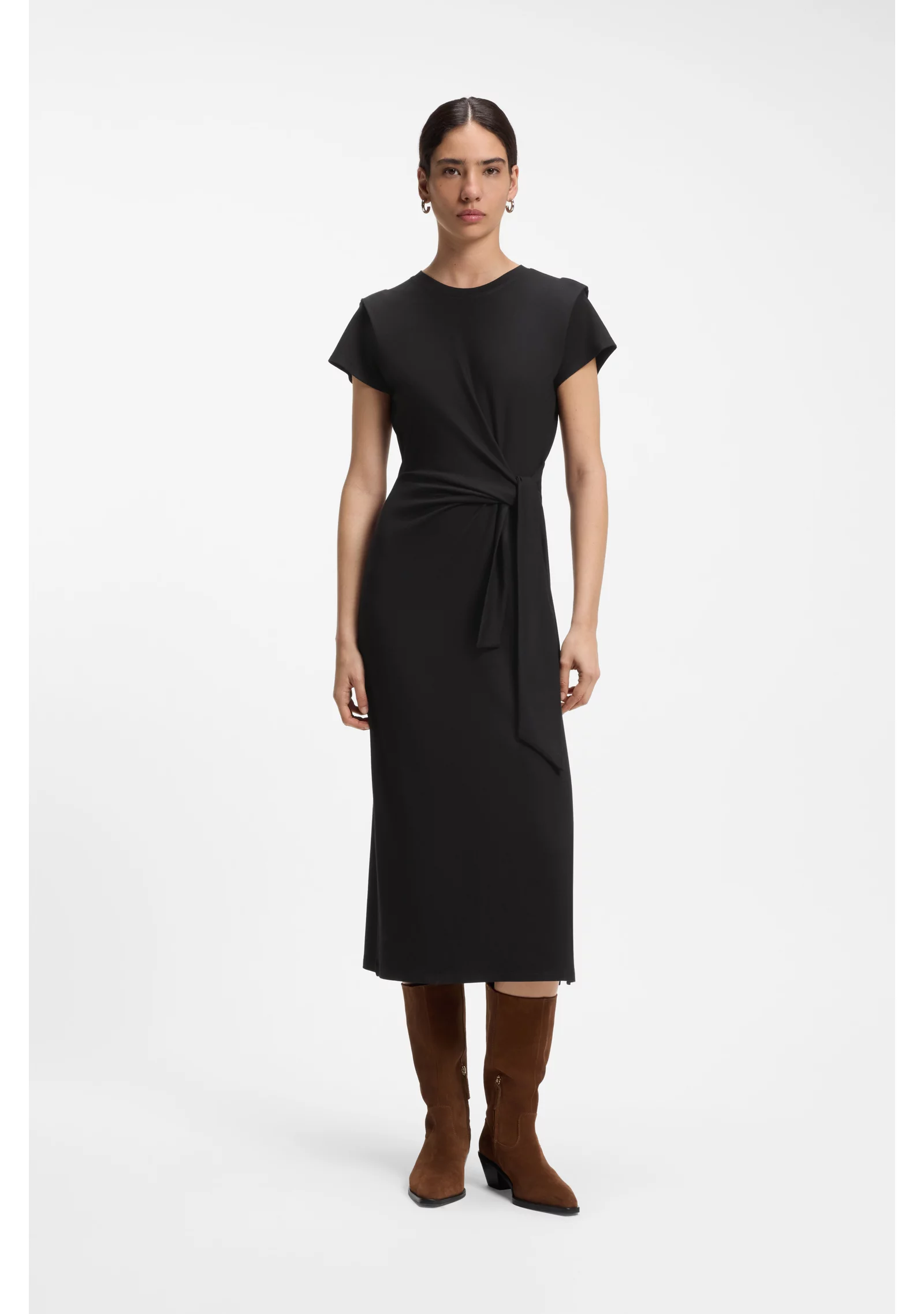 hbeu50564231_001_300 Midi jersey dress with knot detail - Image 1
