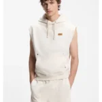 Sleeveless hoodie in cotton terry with logo badge