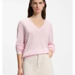 V-neck sweater with semi-sheer structure