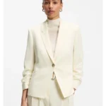 Slim-fit blazer in Japanese crepe with ruched sleeves