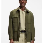 Water-repellent field jacket with checked lining