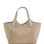 Tote bag in suede with textured-leather trims