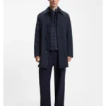Regular-fit coat in patterned stretch fabric