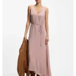 V-neck slip dress in crepe de chine