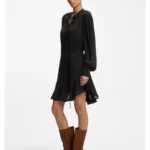 Shirt-style dress in crepe de chine