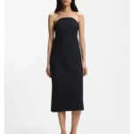 Strapless dress in stretch crepe with built-in corset