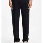 Straight-fit wool-blend trousers with drawstring waist