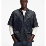 Relaxed-fit shirt in printed cotton poplin