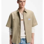 Oversized-fit shirt in stretch cotton