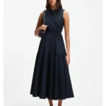 Sleeveless dress in cotton poplin