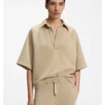Loose-fit polo sweatshirt in scuba jersey