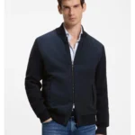 Cotton-knit hybrid jacket with bomber collar
