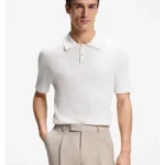Cable-knit polo sweater in cotton and cashmere