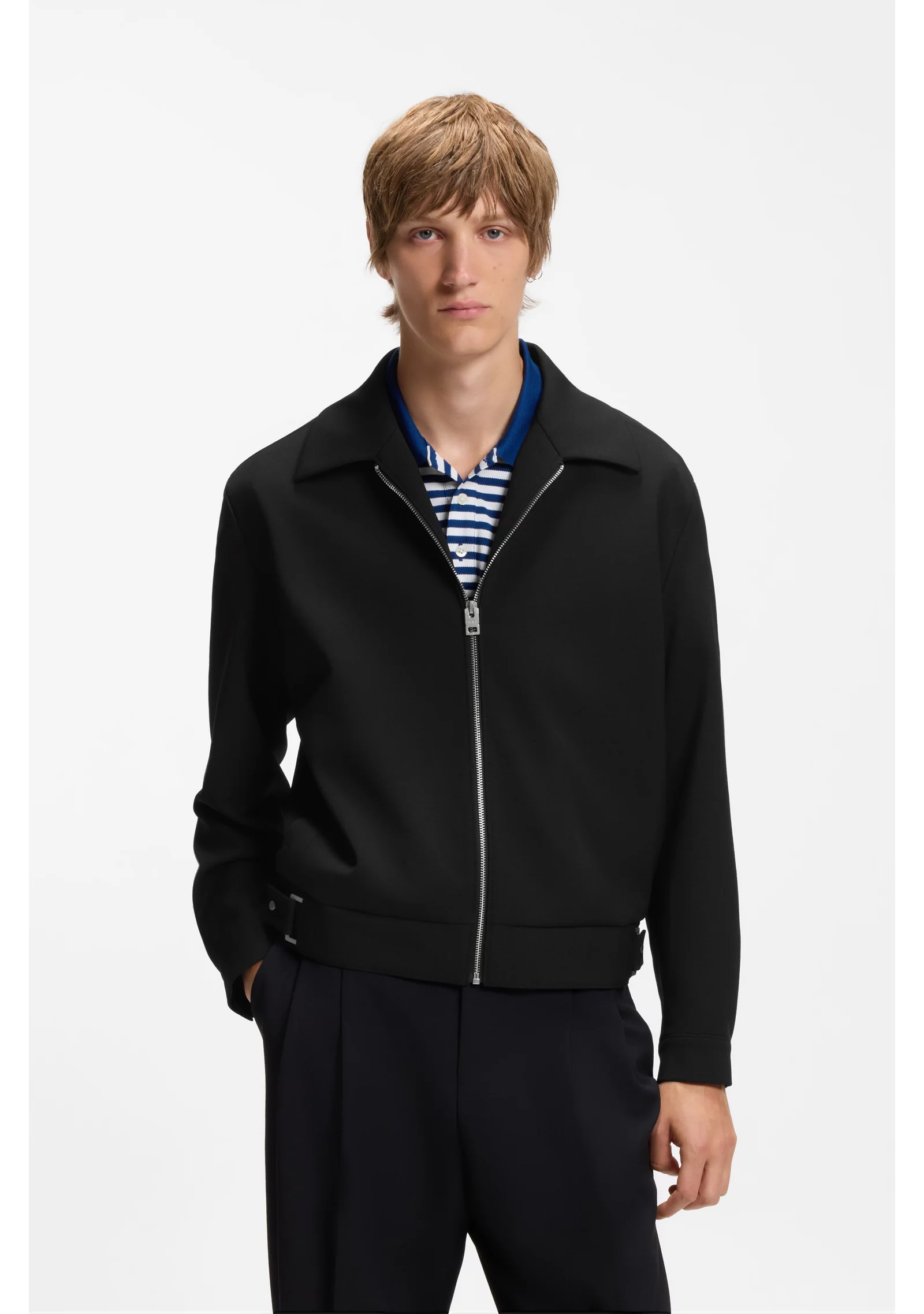 hbeu50565564_001_350 Modern-fit jacket in performance-stretch canvas - Image 1