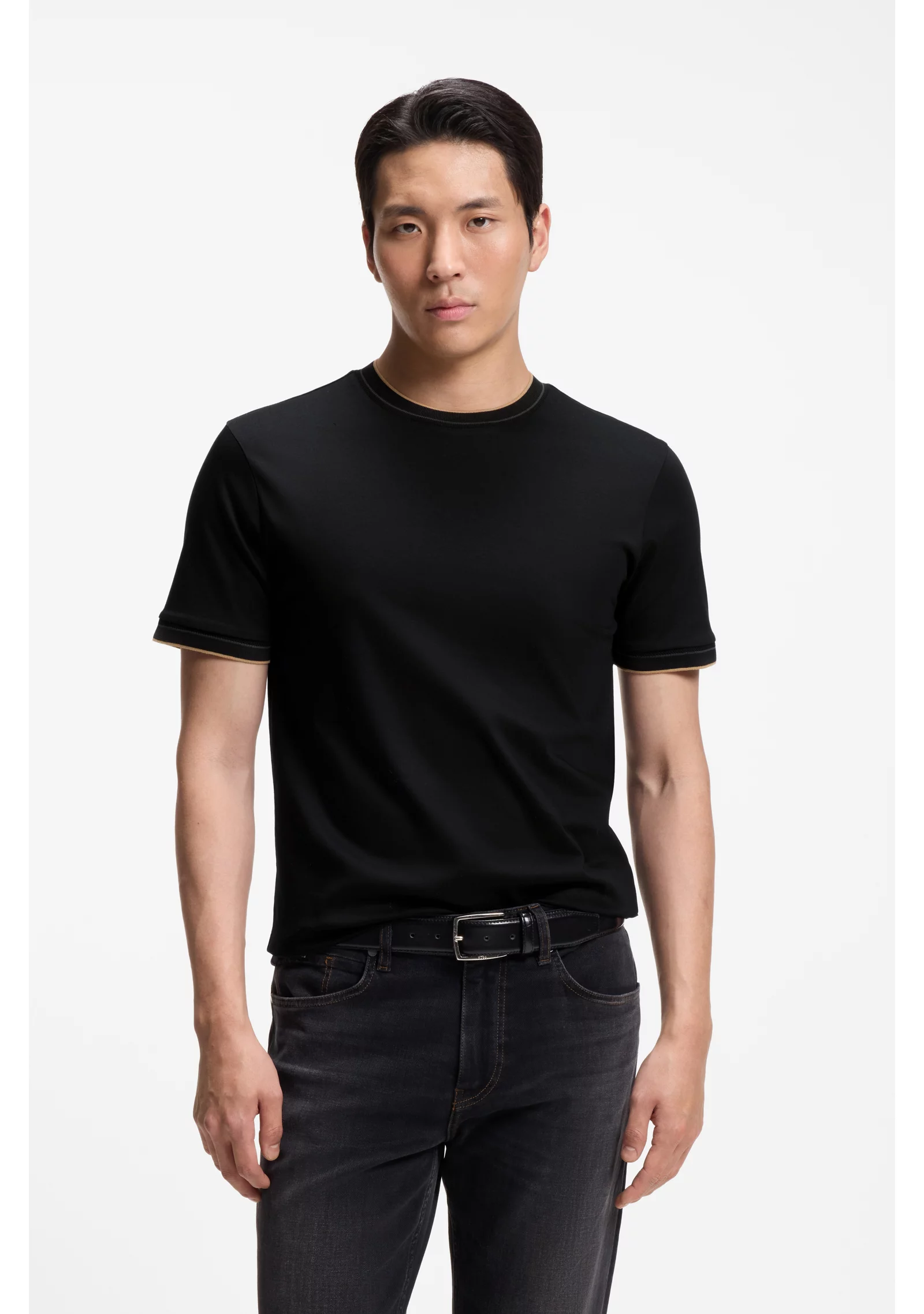 hbeu50565570_001_350 Slim-fit cotton T-shirt with crew neck - Image 1