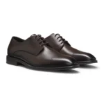 Italian-made Derby shoes in leather with cap toe