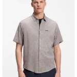 Short-sleeved regular-fit shirt in cotton piqué