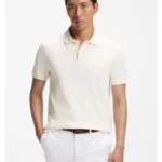 Regular-fit polo in cotton-silk jacquard
