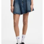 High-waisted mini skirt in blue denim