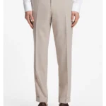 Tapered-fit trousers in virgin wool and silk