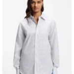 Relaxed-fit blouse in striped cotton poplin