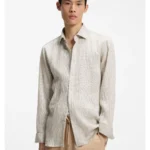 Modern-fit shirt in striped seersucker