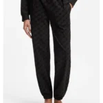 Relaxed-fit tracksuit bottoms with flocked-logo print