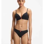 Low-rise ribbed thong with heart logo
