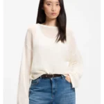 Relaxed-fit cotton sweater with mesh structure