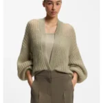 Relaxed-fit cardigan with open-knit structure